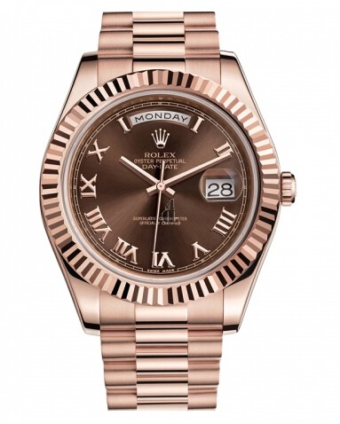 Fake Rolex Day Date II President Pink Gold Brown dial 218235 BRRP.