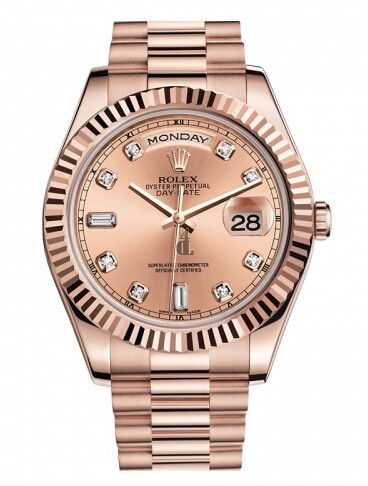 Fake Rolex Day Date II President Pink Gold Champagne dial 218235 CHDP.