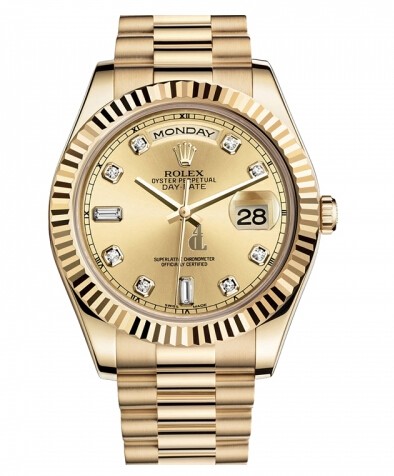 Fake Rolex Day Date II President Yellow Gold Chamapgne dial 218238 CHDP.