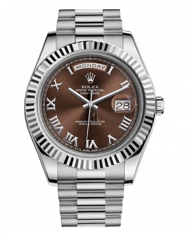 Fake Rolex Day Date II President White Gold Brown dial 218239 BRRP.