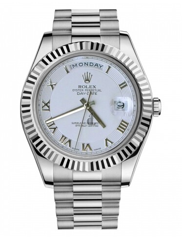 Fake Rolex Day Date II President White Gold Ivory concentric circle dial 218239 ICRP.