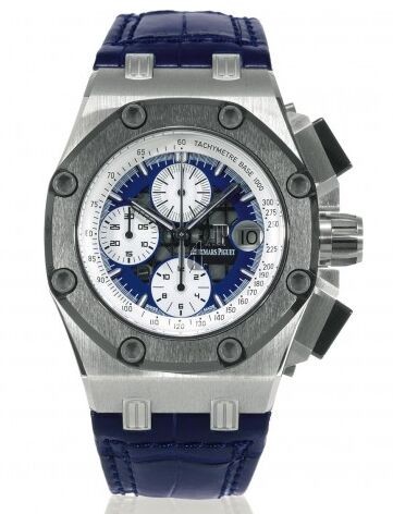 Replica Audemars Piguet Blue Dial Crocodile Leather Strap Men's Chronograph Watch