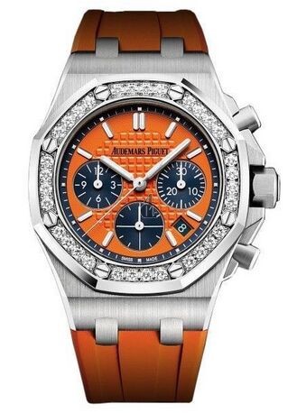 Audemars Piguet Royal Oak Offshore Selfwinding Chronograph Orange Index Diamond Stainless Steel Rubber 37mm 26231ST.ZZ.D070CA.01