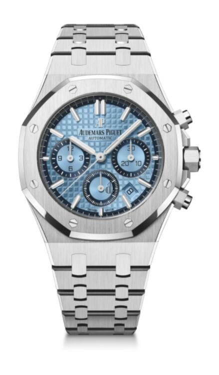 fake Audemars Piguet Royal Oak Chronograph 38 White Gold Light Blue 26317BC.OO.1256BC.01