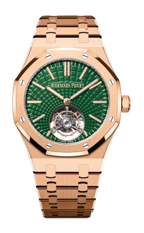 fake Audemars Piguet Royal Oak Self-Winding Flying Tourbillon Pink Gold Green 26533OR.OO.1220OR.01
