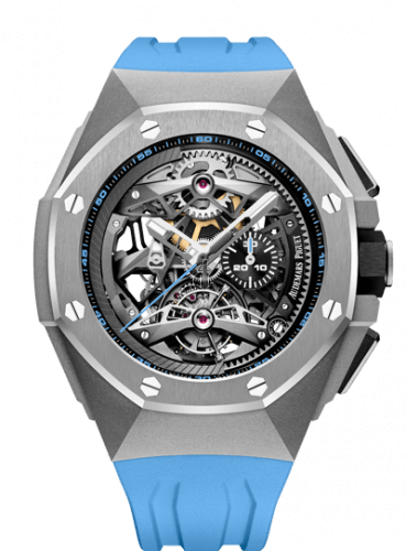 Replica Audemars Piguet Royal Oak Concept Tourbillon Chronograph Openworked Selfwinding Titanium/Blue 26587TI.OO.D031CA.01