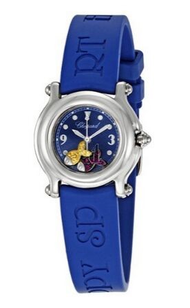 Imitation Chopard Happy Beach Jeweled Fish Steel Blue Mini Ladies Watch