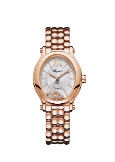 Replica Chopard Happy Sport Oval 18K Rose Gold And Diamonds Watch