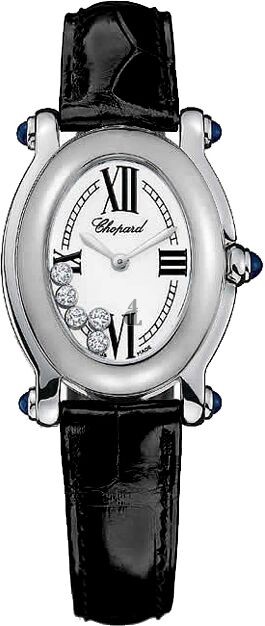 Imitation Chopard Happy Sport Oval 5 Floating Diamonds Ladies Watch
