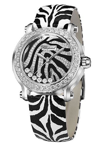 Chopard Happy Sport Zebra Special Edition In Steel With White Gold Diamond Bezel 278475-2003