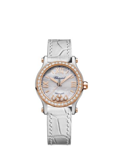 Replica Chopard Happy Sport 30mm Automatic 18 K Rose Gold Stainless Steel And Diamonds Watch