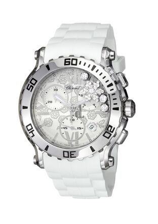 Imitation Chopard Happy Sport Round White Diamond Snow Dial Ladies Watch