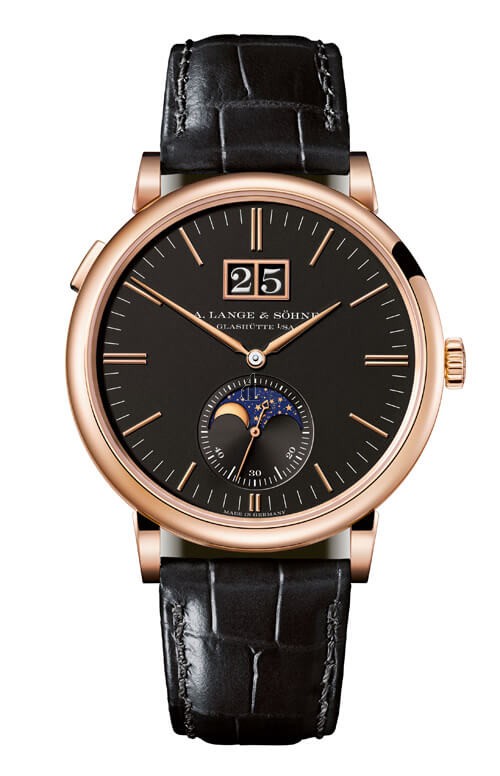 A. Lange & Sohne 384.031 Saxonia Moonphase Pink Gold  Black
