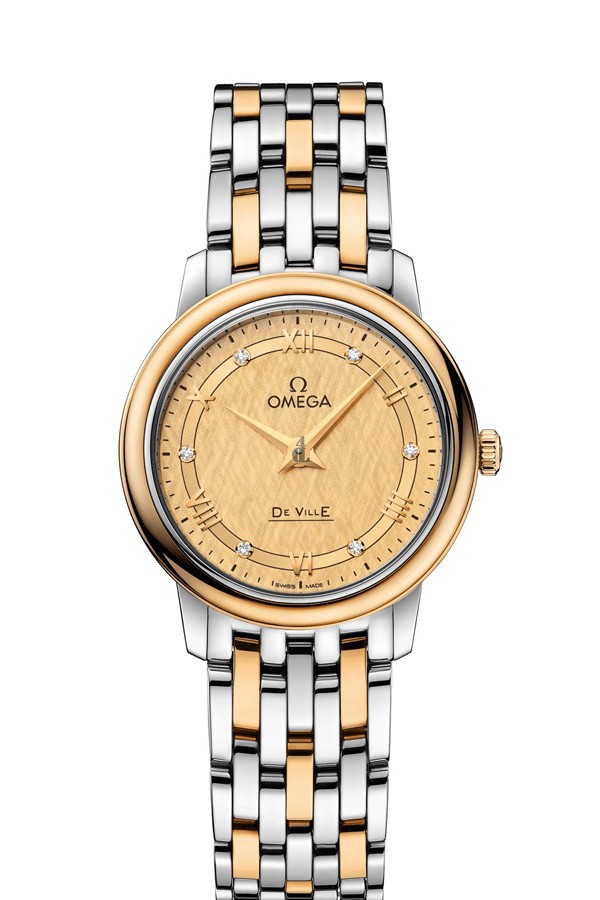 OMEGA De Ville Steel yellow gold Diamonds Watch 424.20.27.60.58.004 replica