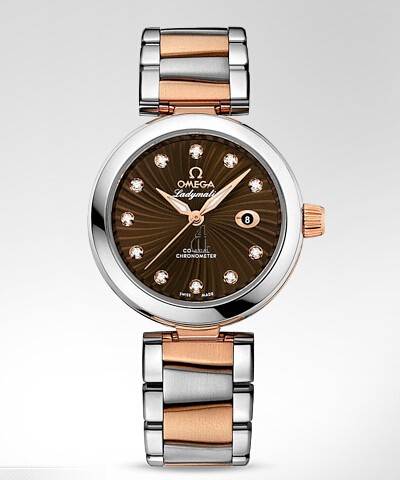 Omega DeVille Ladymatic Brown Dial Two Tone  watch replica  425.20.34.20.63.001