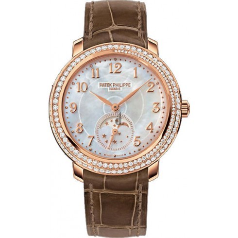 Patek Philippe Complications Mother of Pearl Dial Taupe Leather Ladies 4968R-001