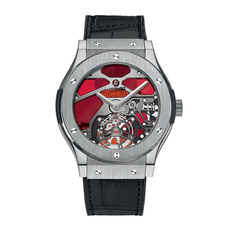 Hublot Classic Fusion Tourbillon Titanium Red Vitrail 502.NX.0001.LR Replica