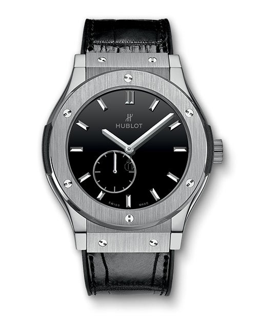 Hublot Classic Fusion Ultra-Thin Titanium Black Shiny Dial 515.NX.1270.LR Replica