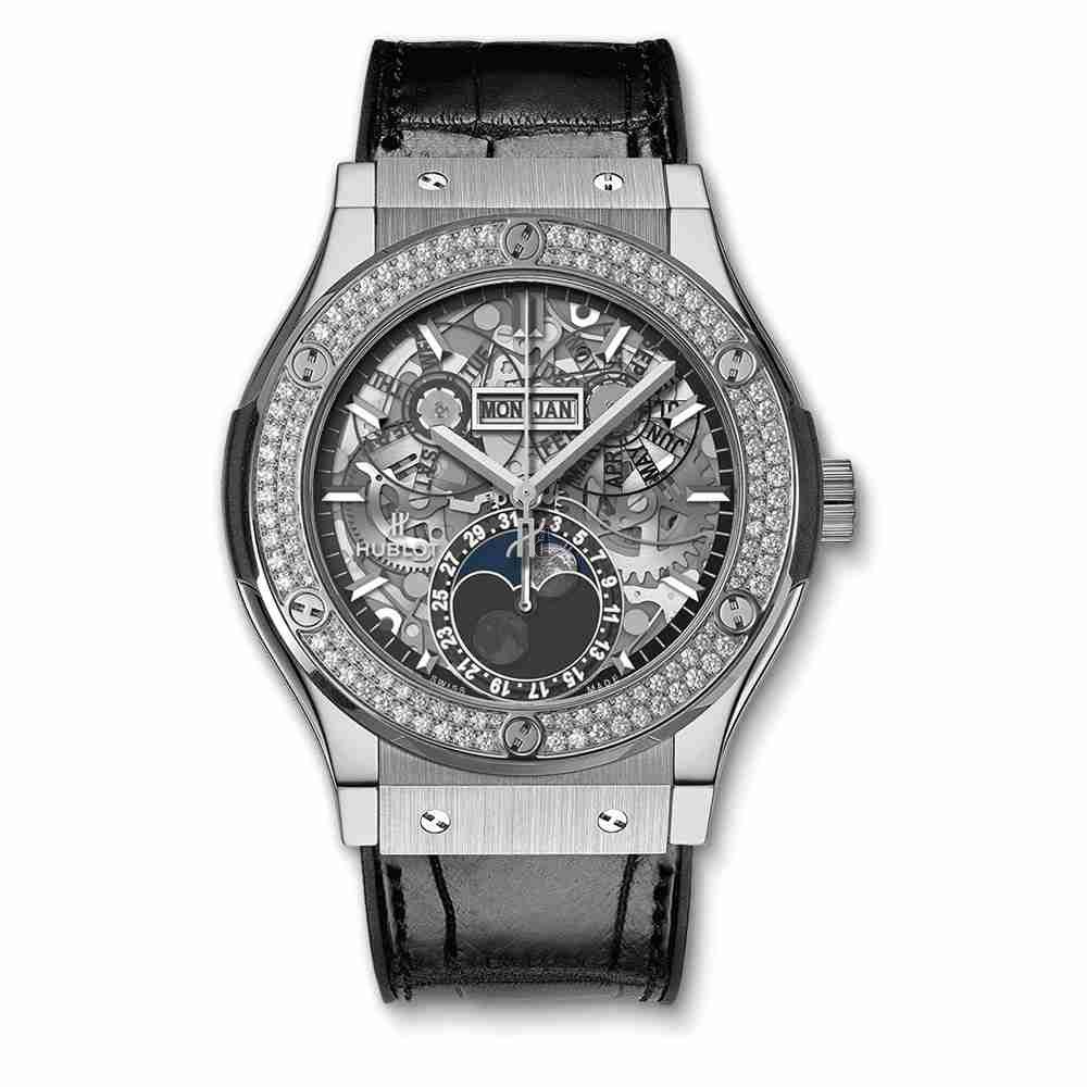Hublot Classic Fusion Aerofusion Moonphase Titanium Diamonds 45mm 517.NX.0170.LR.1104