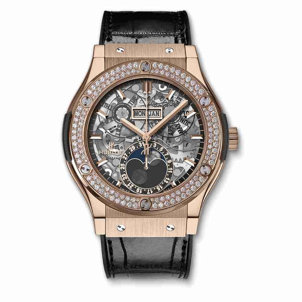 Hublot Classic Fusion Aerofusion Moonphase King Gold Diamonds 45mm 517.OX.0180.LR.1104