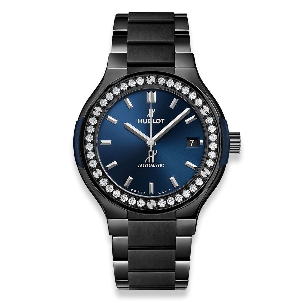 Replica Hublot Classic Fusion Ceramic Blue Bracelet Diamonds