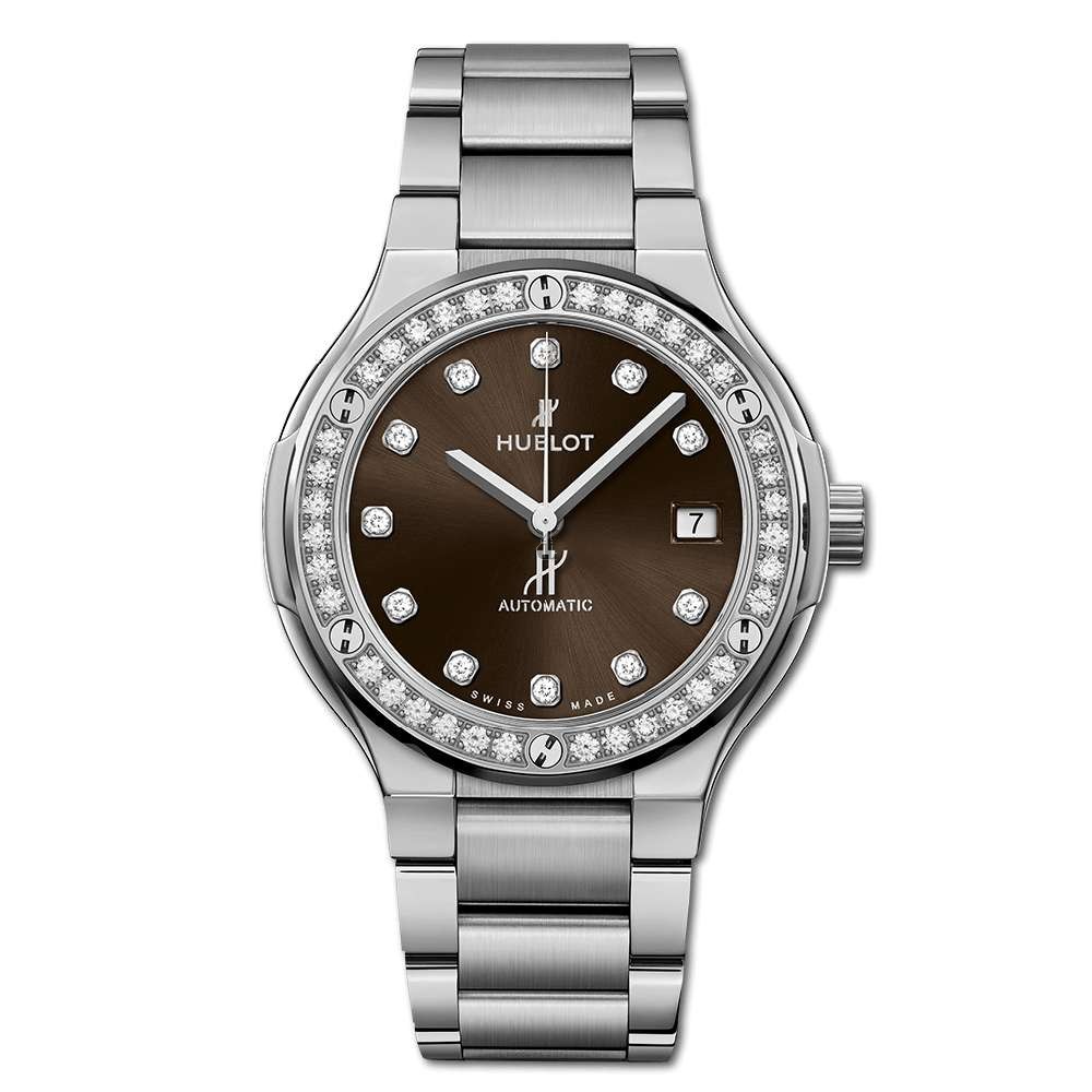Replica Hublot Classic Fusion Titanium Brown Diamonds Bracelet