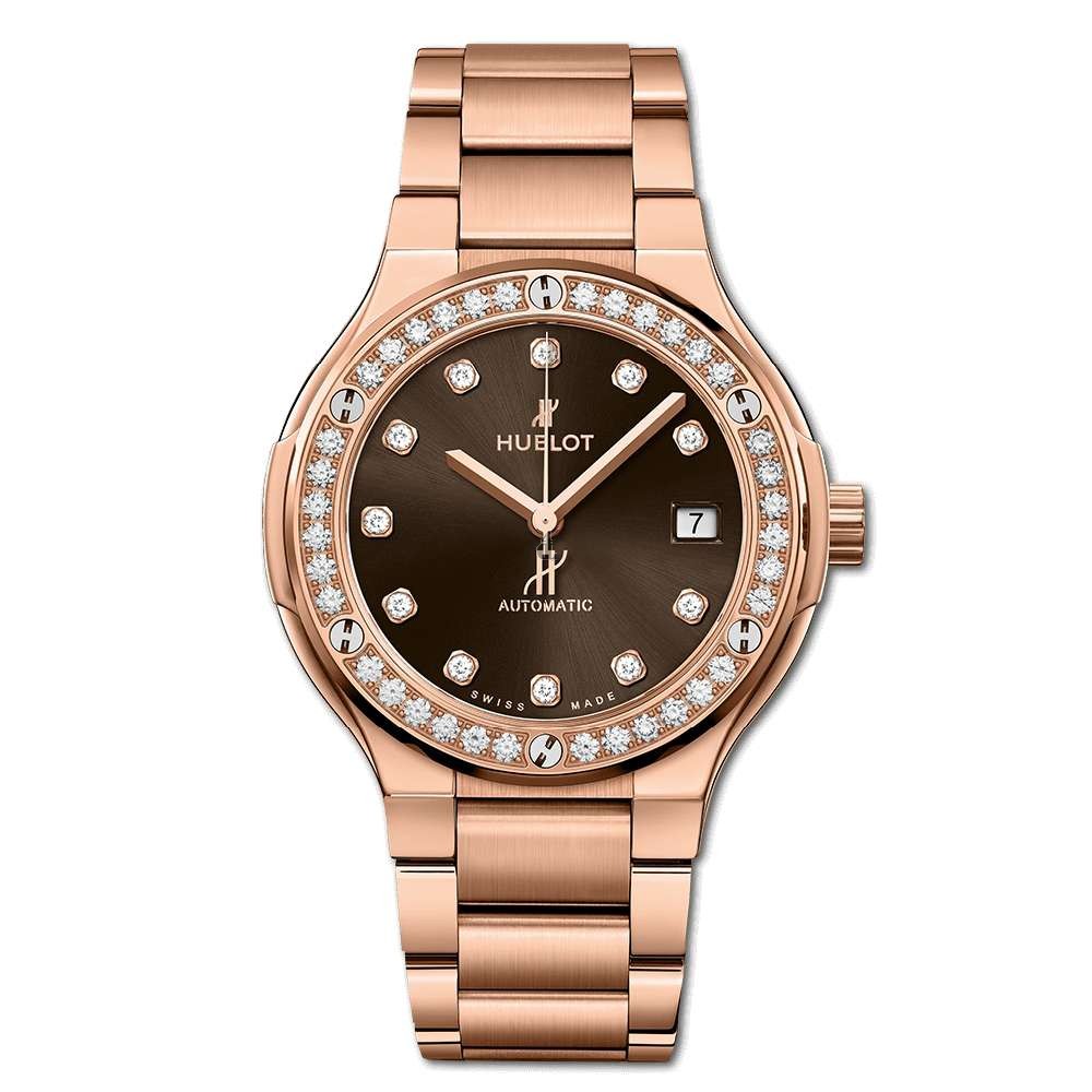 Replica Hublot Classic Fusion King Gold Brown Diamonds Bracelet
