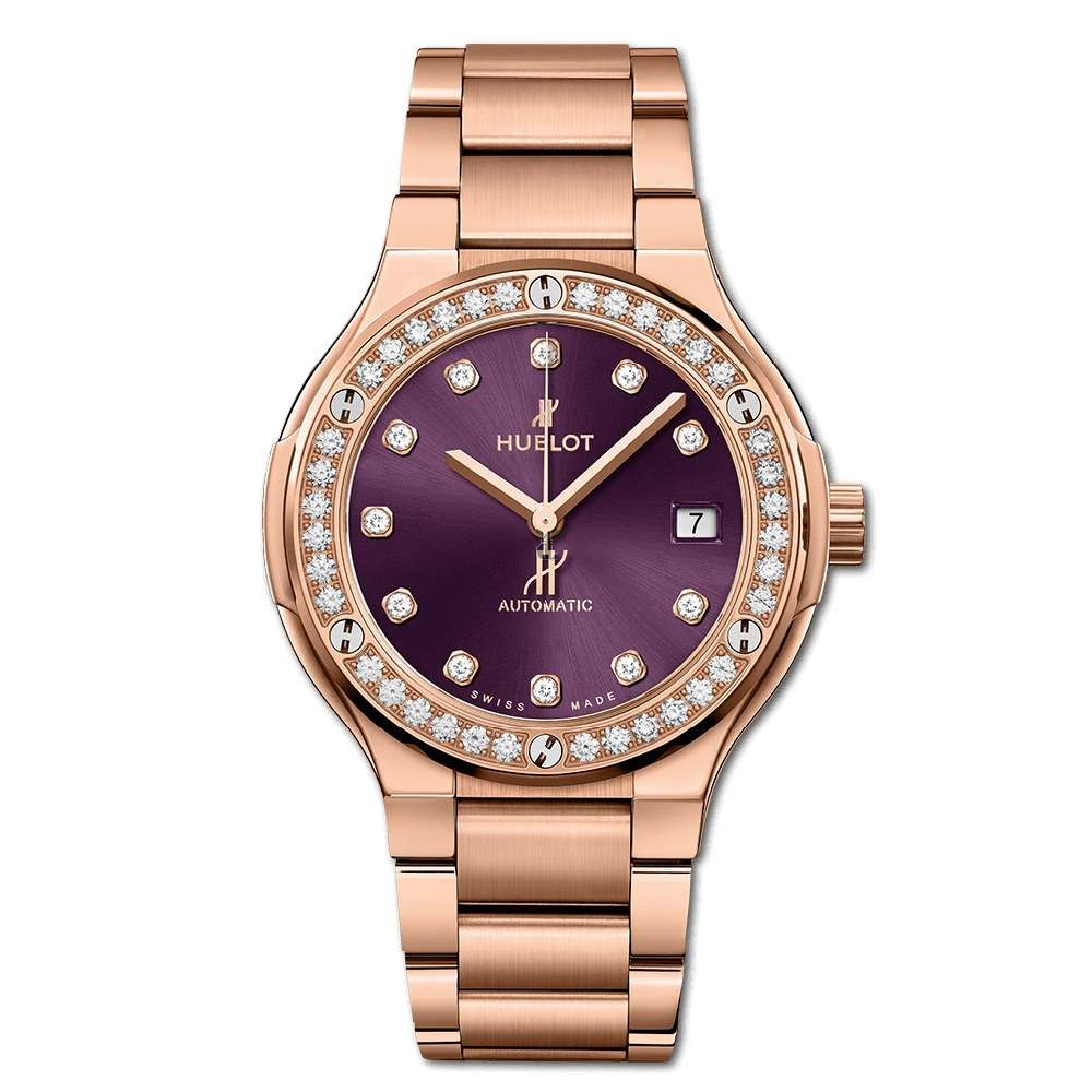 Replica Hublot Classic Fusion King Gold Purple Diamonds Bracelet