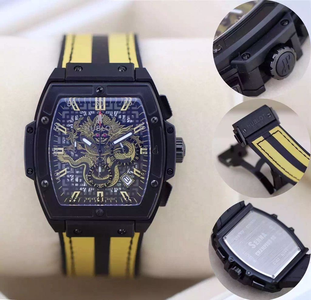 Hublot Bruce Lee replica black yellow rubber
