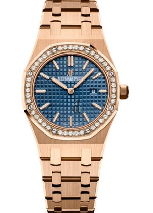 Audemars Piguet Royal Oak 67651 Quartz Pink Gold Blue Bracelet 67651OR.ZZ.1261OR.02