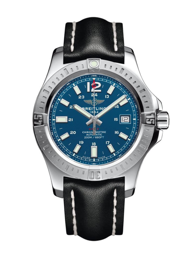 Breitling Colt 41 Automatic Blue Dial Black Leather Men's Watch replica