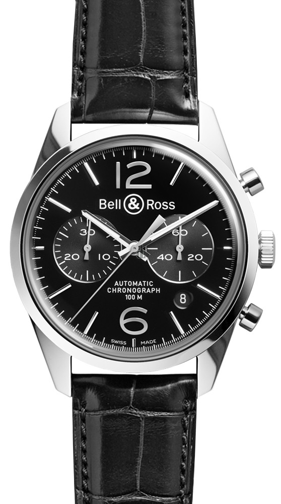 Officer Black Bell & Ross Vintage Mens Watch BRV 126 Officer Black fake