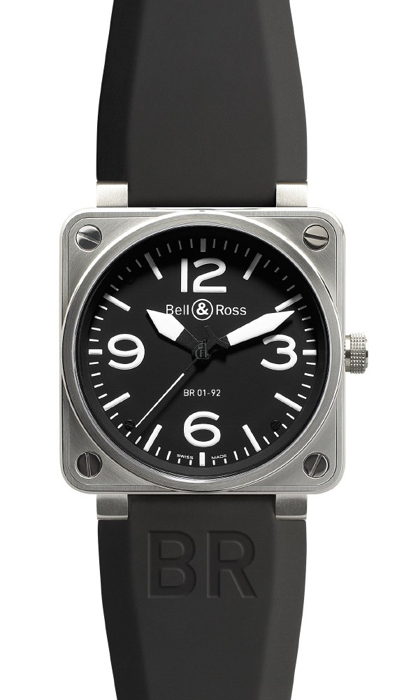 Steel Black Bell & Ross Automatic 46mm Mens Watch BR 01-92 STEEL fake