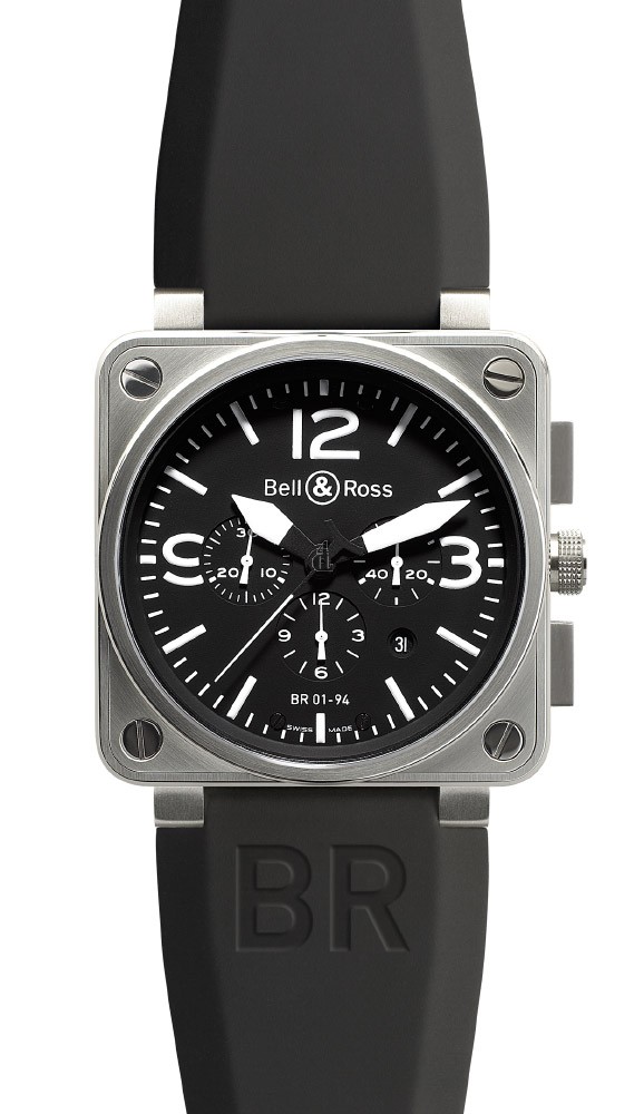 Steel Black Bell & Ross Chronograph 46mm Mens Watch BR 01-94 STEEL fake