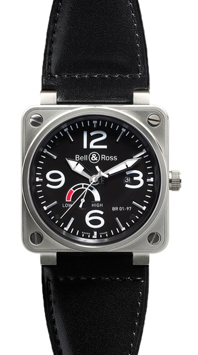 Steel Black Bell & Ross Power Reserve 46mm Mens Watch BR 01-97 Steel Black fake