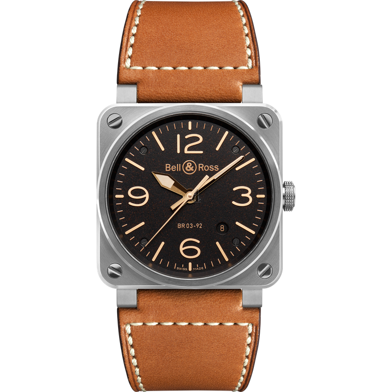 fake Bell & Ross Aviation Mens Automatic Watch BR-03-92-GOLDEN-HERITAGE