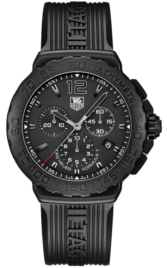 Replica Tag Heuer Formula 1 Chronograph Black Dial Black Rubber Men's Watch CAU1114.FT6024
