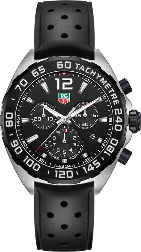 Tag Heuer Formula 1 Chronograph Black Dial Black Rubber Men's Watch CAZ1110.FT8023 fake.