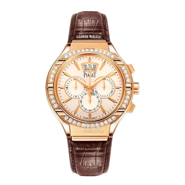 Piaget Polo Silvered Dial Chronograph 18K Rose Gold Diamond Men's Watch G0A38038 replica