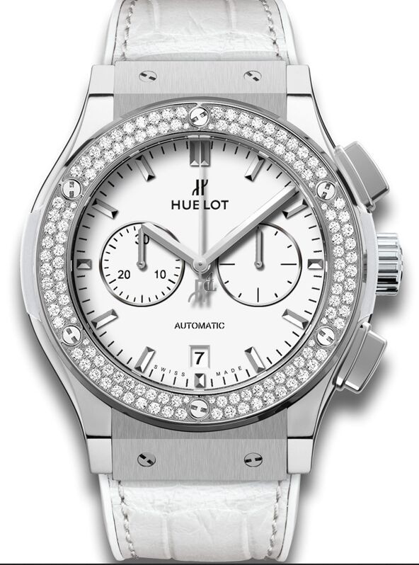 Fake Hublot Classic Fusion Chronograph Titanium White Diamonds Watch