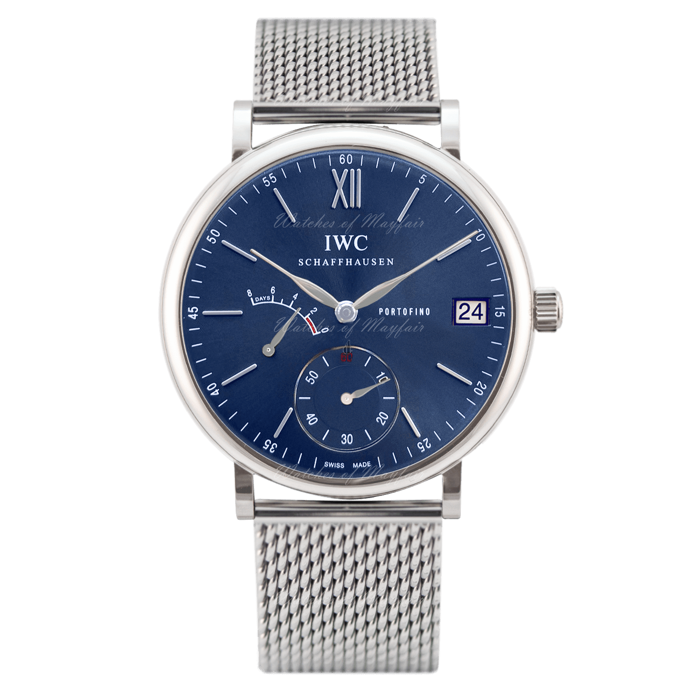 Replica IWC Portofino Hand-Wound Eight Days Manual-winding Blue Dial Men watch replica