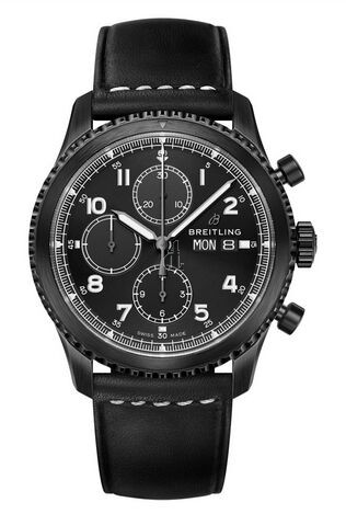 Breitling Navitimer 8 Chronograph Blacksteel Black Dial Leather Strap M13314101B1X1