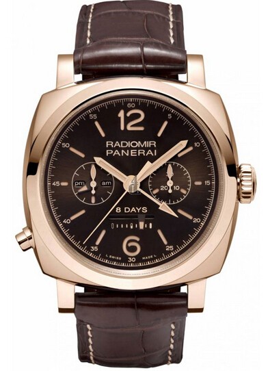 Fake Panerai Radiomir 1940 Chrono Monopulsante 8 days GMT Oro Rosso Mens Watc PAM00502