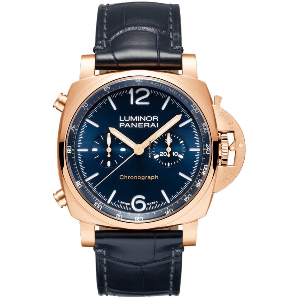 fake Panerai Luminor Chrono Goldtech Blu Notte PAM01111
