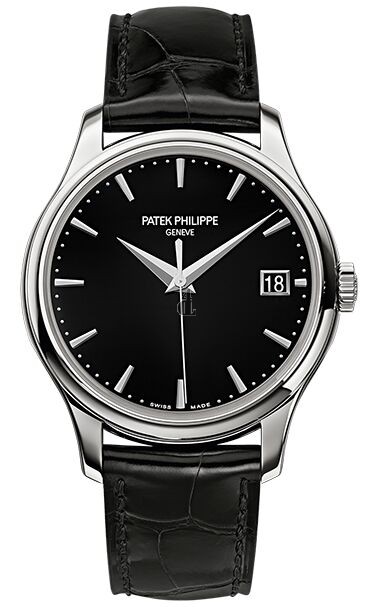 Fake Patek Philippe NEW Calatrava Mechanical Black Dial Leather Mens Watch