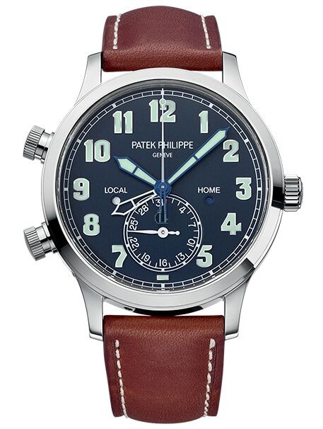 Fake Patek Philippe New 5524G-001, Calatrava Pilot Travel Time White Gold Watch
