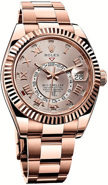 Fake Rolex Sky-Dweller Everose Gold Sundust Dial 326935
