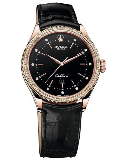 Fake Rolex Cellini Time 50605RBR Rose Gold & Diamonds