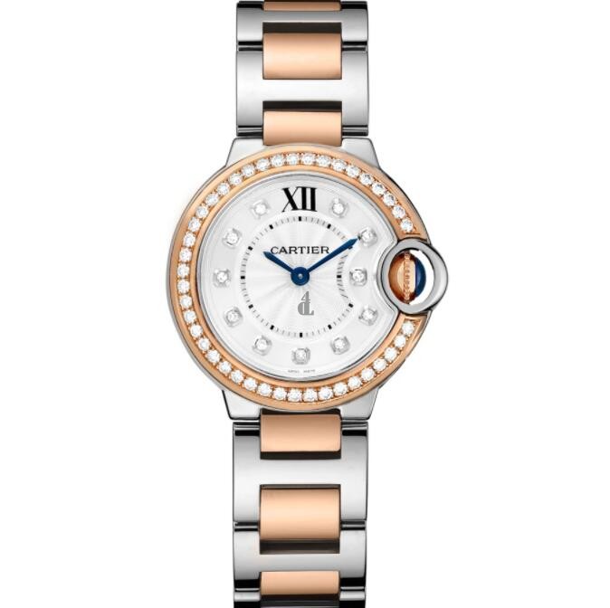fake Cartier Ballon Bleu Quartz Pink Gold Steel And Diamond W3BB0025