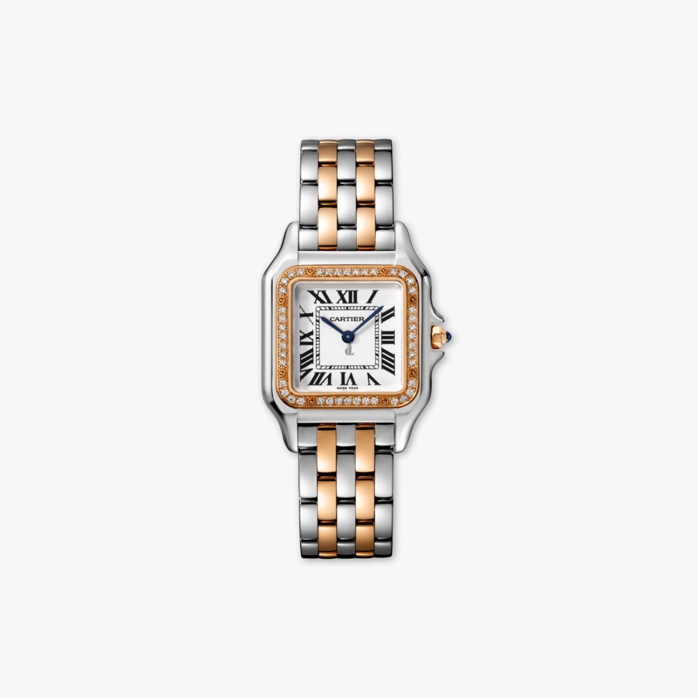 Replica Cartier Panthere Steel 18K Rose Gold Quartz Diamond Bezel Medium Watch W3PN0007